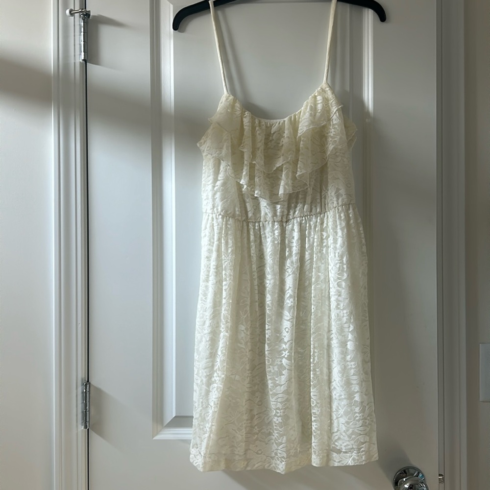 white ruffle dress